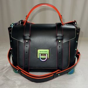 Michael Kors | Manhattan Leather Satchel | Contrast Trim Crossbody bag